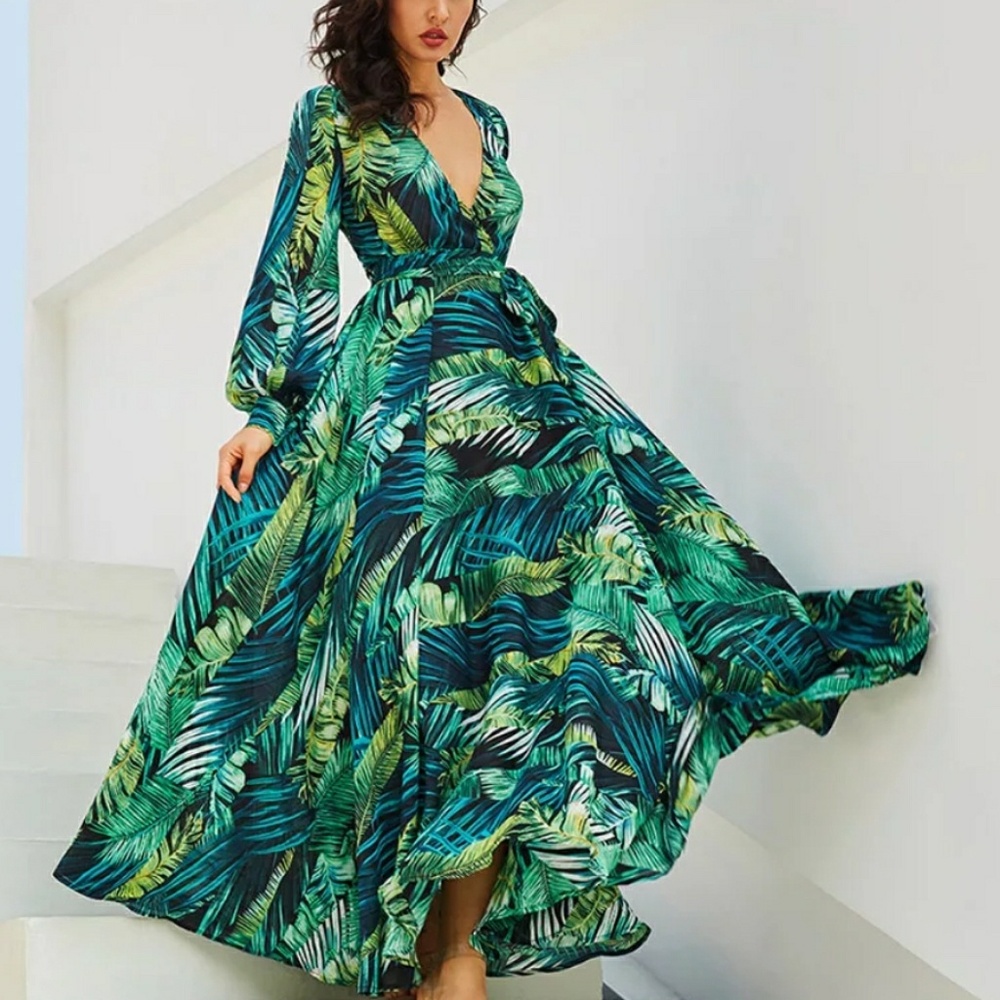 LOLA- Floral Chiffon Maxi Dress| Long Sleeve Maxi - Picture 2 of 6